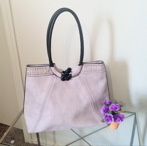 Handbags - Vegan Leather Twist Knot Double Handle Women's Tote Bag Neutral Color